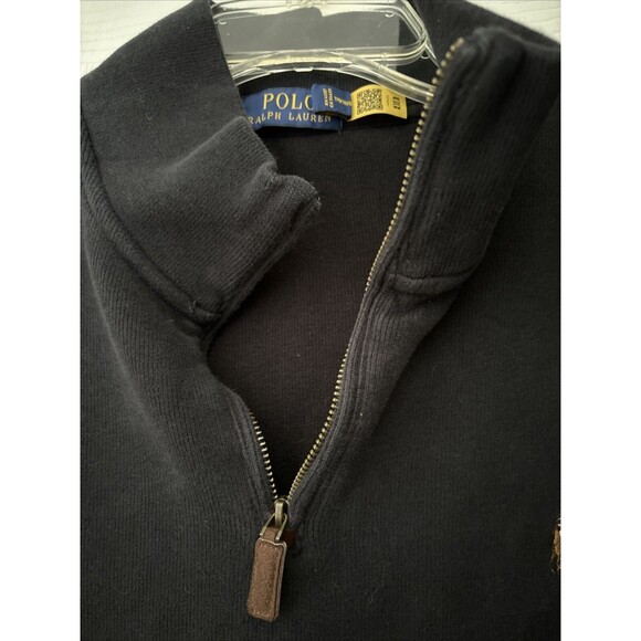 Polo Ralph Lauren Black Quarter Zip Pullover Estate Rib Sweater XXL Designer Y2K - Picture 6 of 7
